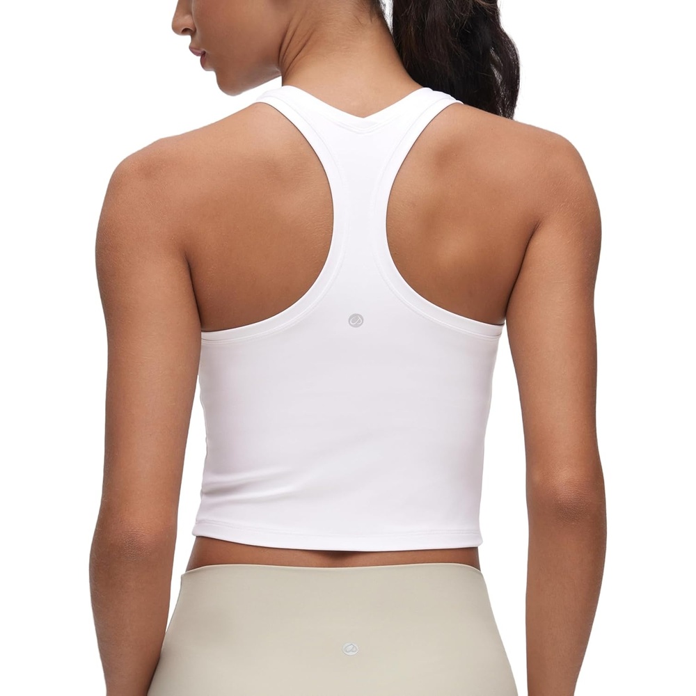 image:imageCRZ YOGA Butterluxe Crop Yoga Tank Tops for Women  Workout Athletic Casual Tight Scoop Neck Racerback Sleeveless ShirtsWhite