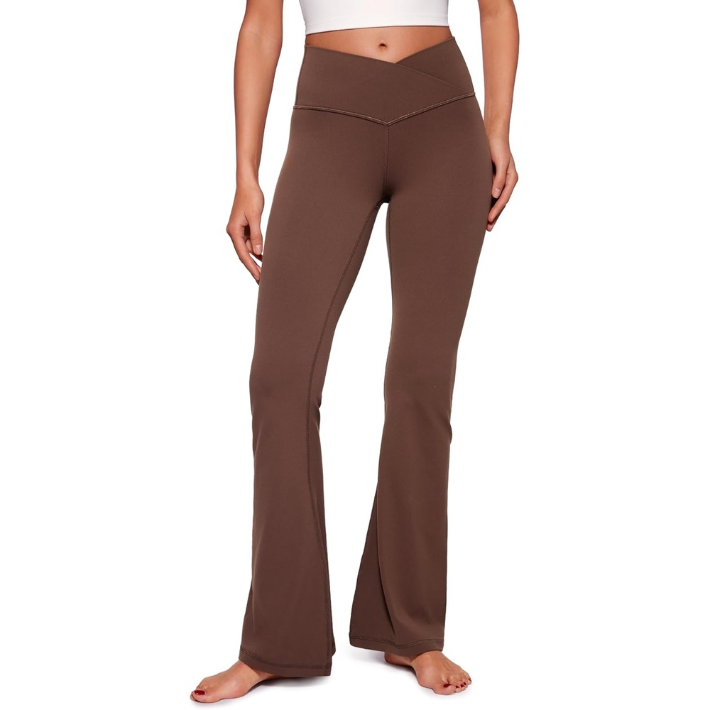 image:imageCRZ YOGA Butterluxe Crossover Flare Leggings 293133 High Waist V Cross Bootcut Bell Bottoms Yoga Pants for WomenCoffee Brown