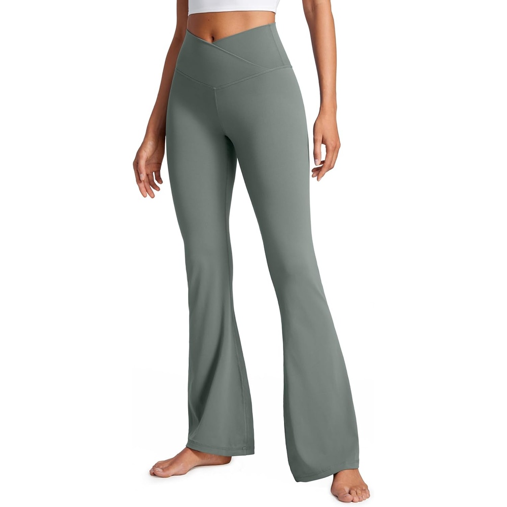 image:imageCRZ YOGA Butterluxe Crossover Flare Leggings 293133 High Waist V Cross Bootcut Bell Bottoms Yoga Pants for WomenGrey Sage