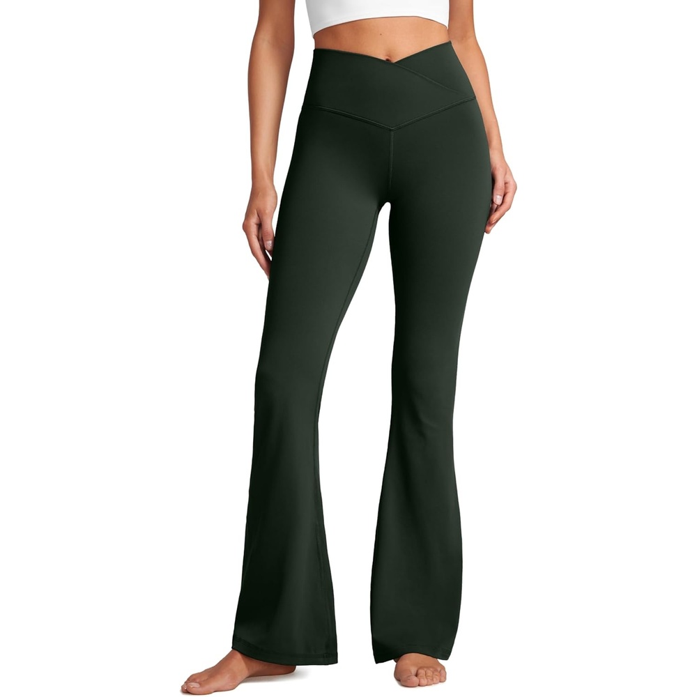 image:imageCRZ YOGA Butterluxe Crossover Flare Leggings 293133 High Waist V Cross Bootcut Bell Bottoms Yoga Pants for WomenLegend Green