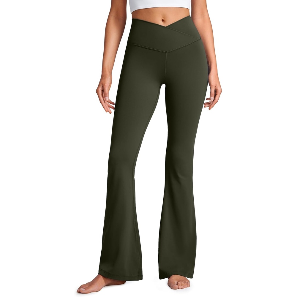 image:imageCRZ YOGA Butterluxe Crossover Flare Leggings 293133 High Waist V Cross Bootcut Bell Bottoms Yoga Pants for WomenOlive Green