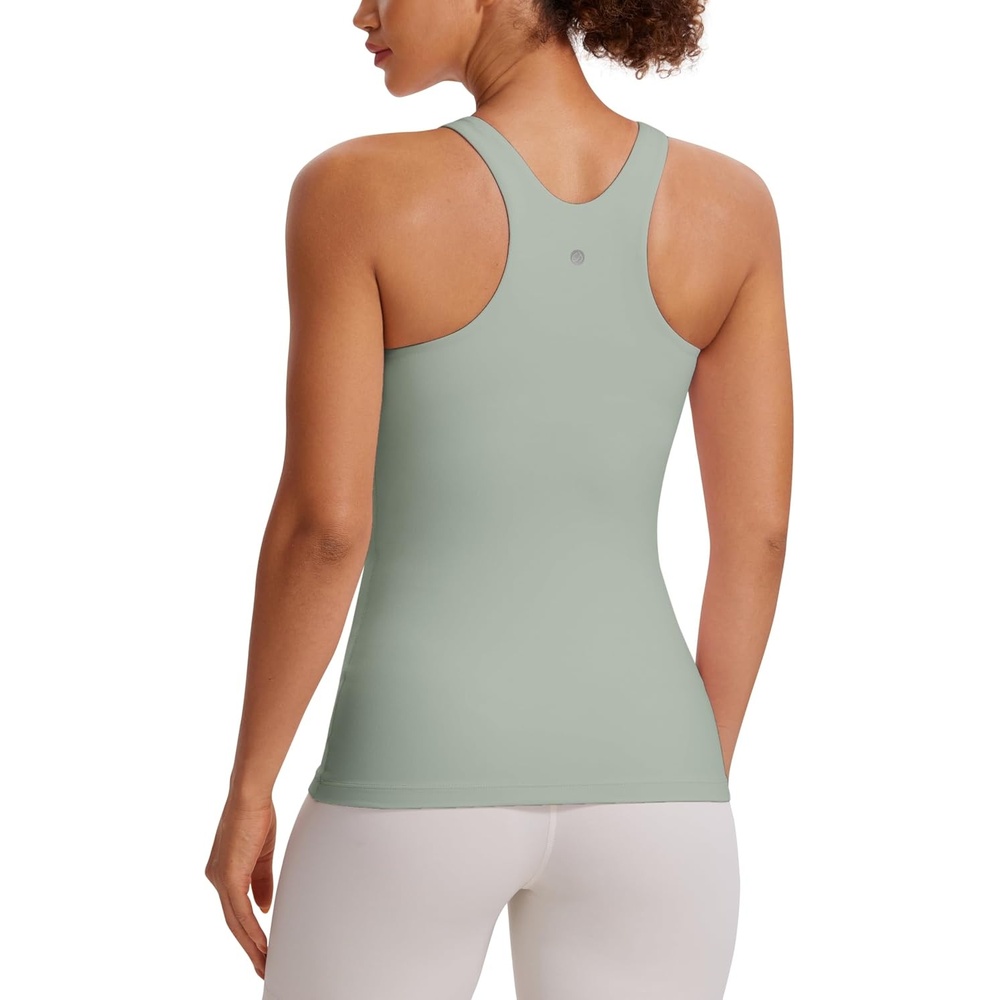 image:imageCRZ YOGA Butterluxe High Neck Tank Tops for Women Racerback Workout Padded Yoga Athletic Camisole with Built in BraGreen Palm Court