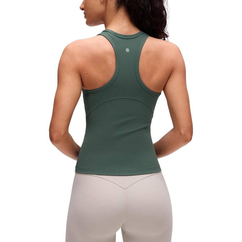 image:imageCRZ YOGA Butterluxe High Neck Tank Tops for Women Yoga Workout Athletic Gym Camisole Racerback Sleeveless ShirtsDark Forest Green