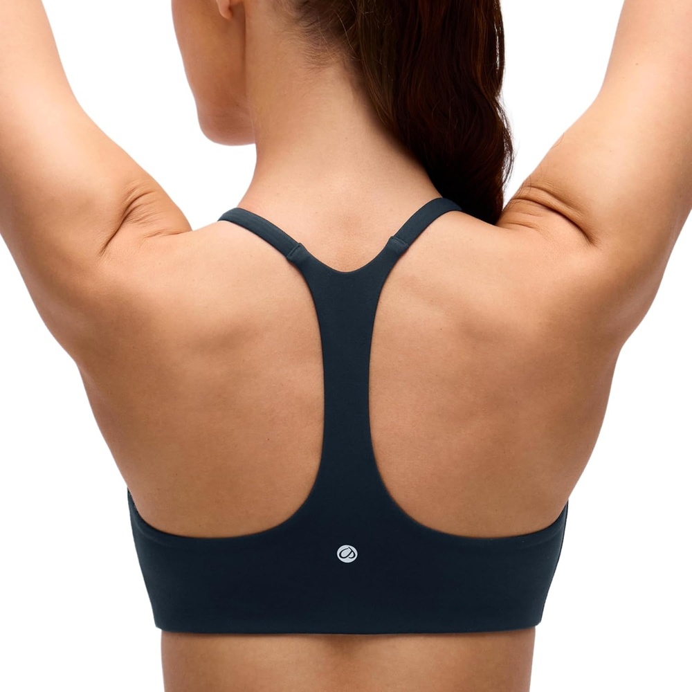 image:imageCRZ YOGA Butterluxe Low Coverage V Neck Sports Bras for Women Spaghetti Straps Racerback Padded Yoga TopTrue Navy