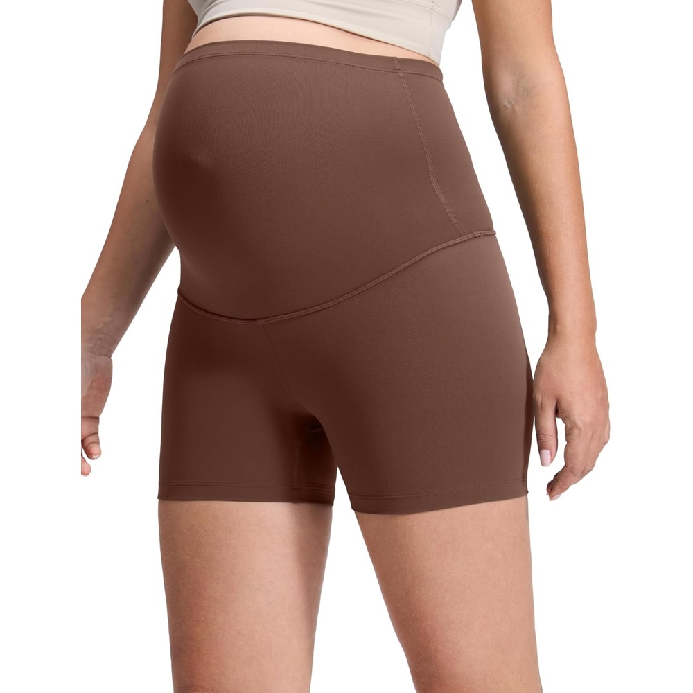 image:imageCRZ YOGA Butterluxe Maternity Biker Shorts 4 Over The Belly Pregnancy Yoga Workout Womens Activewear Buttery SoftCoffee Brown