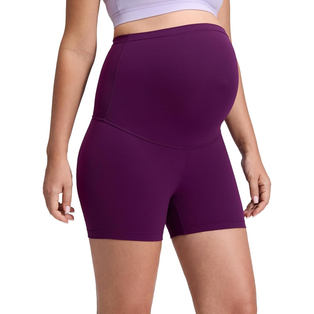 image:imageCRZ YOGA Butterluxe Maternity Biker Shorts 4 Over The Belly Pregnancy Yoga Workout Womens Activewear Buttery SoftPlum Magenta