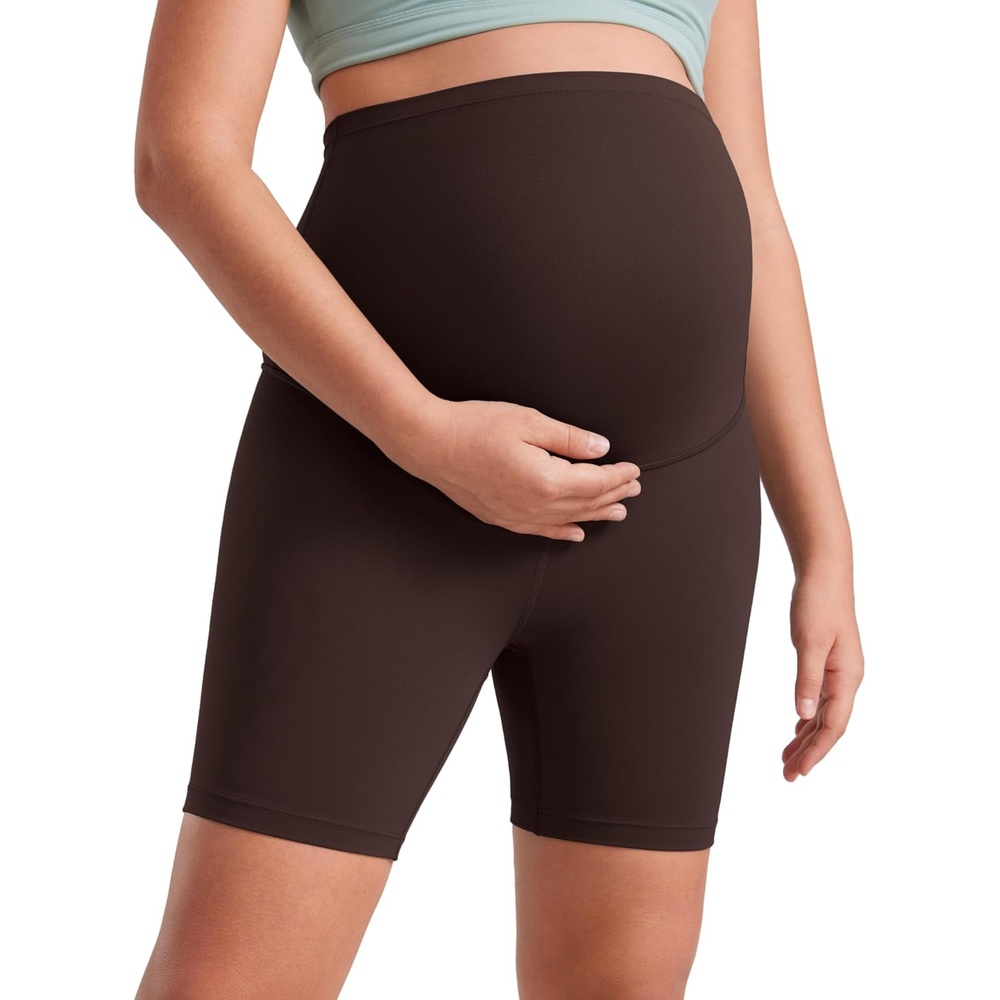 image:imageCRZ YOGA Butterluxe Maternity Biker Shorts 6 Over The Belly Pregnancy Yoga Workout Womens Activewear Buttery SoftHot Fudge Brown