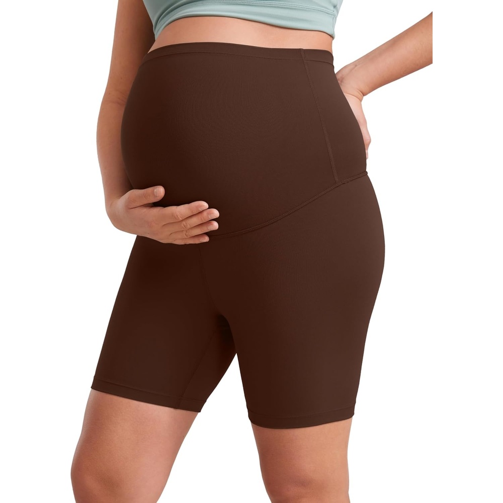 image:imageCRZ YOGA Butterluxe Maternity Biker Shorts 6 Over The Belly Pregnancy Yoga Workout Womens Activewear Buttery SoftLava Brown