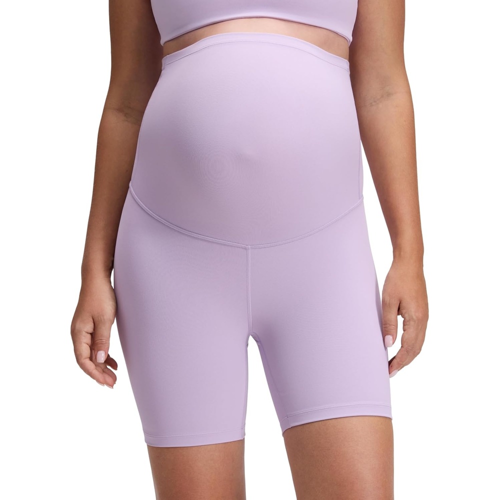 image:imageCRZ YOGA Butterluxe Maternity Biker Shorts 6 Over The Belly Pregnancy Yoga Workout Womens Activewear Buttery SoftLilac Air
