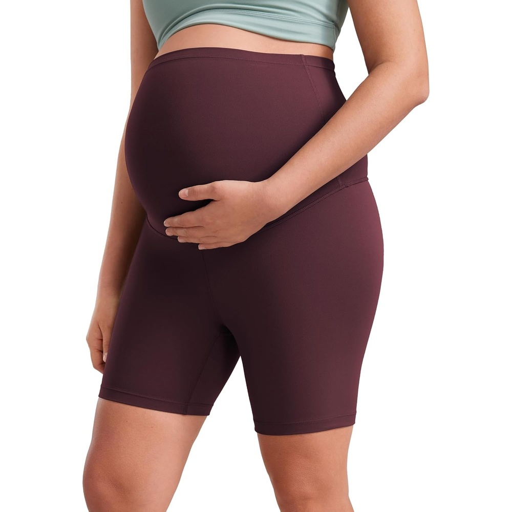 image:imageCRZ YOGA Butterluxe Maternity Biker Shorts 6 Over The Belly Pregnancy Yoga Workout Womens Activewear Buttery SoftRipe Plum