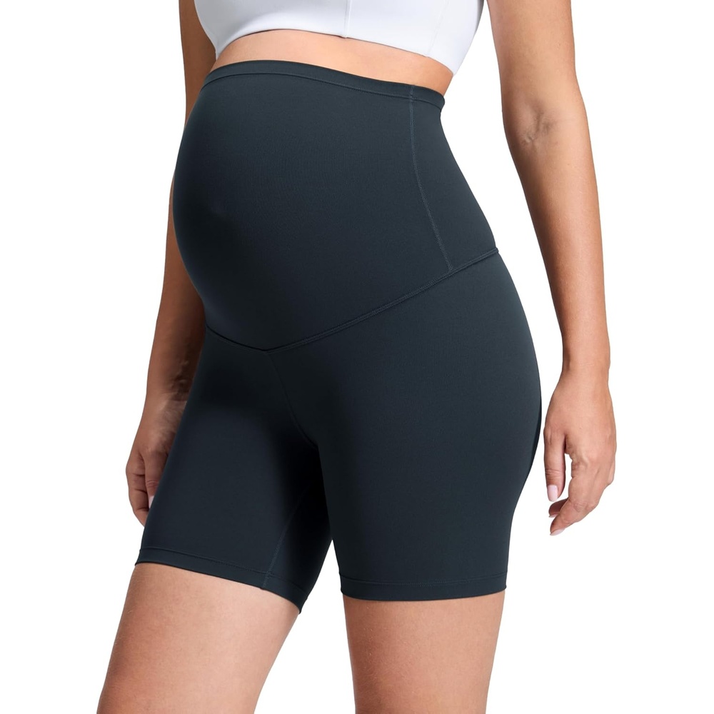 image:imageCRZ YOGA Butterluxe Maternity Biker Shorts 6 Over The Belly Pregnancy Yoga Workout Womens Activewear Buttery SoftTrue Navy
