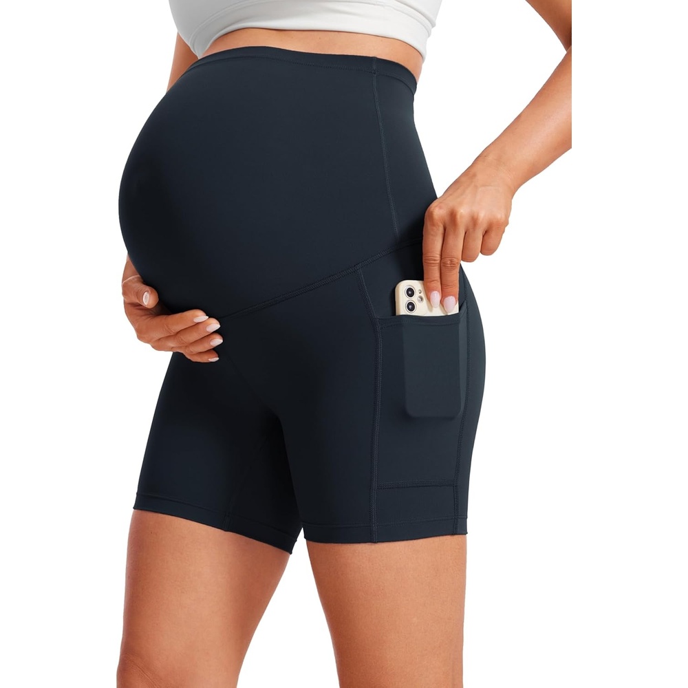 image:imageCRZ YOGA Butterluxe Maternity Biker Shorts Pockets 5 Over The Belly Pregnancy Womens Yoga Workout Athletic Buttery SoftTrue Navy