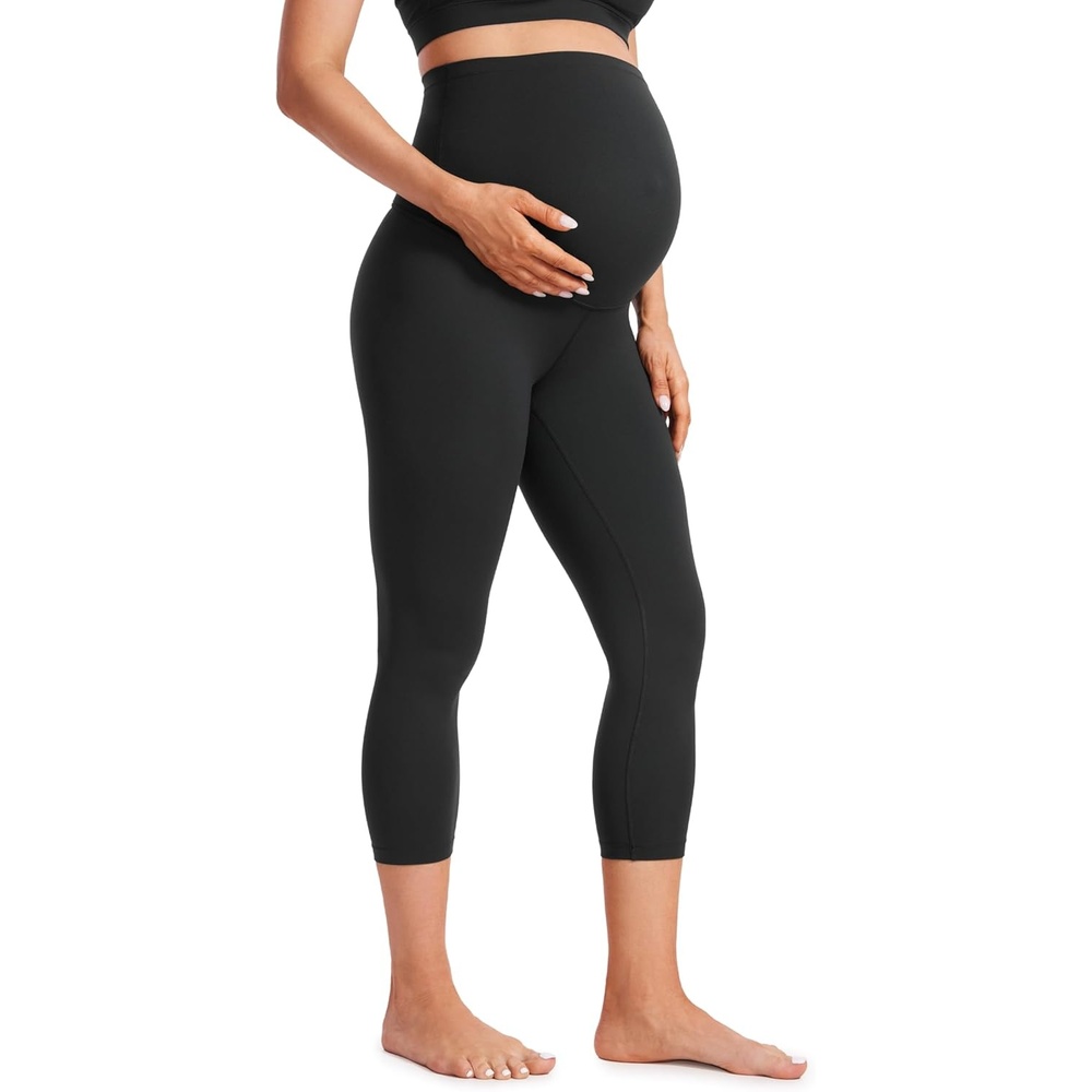 image:imageCRZ YOGA Butterluxe Maternity Capris Leggings 21 Over The Belly Workout Active Yoga Womens Pregnancy Crop Pants StretchyBlack
