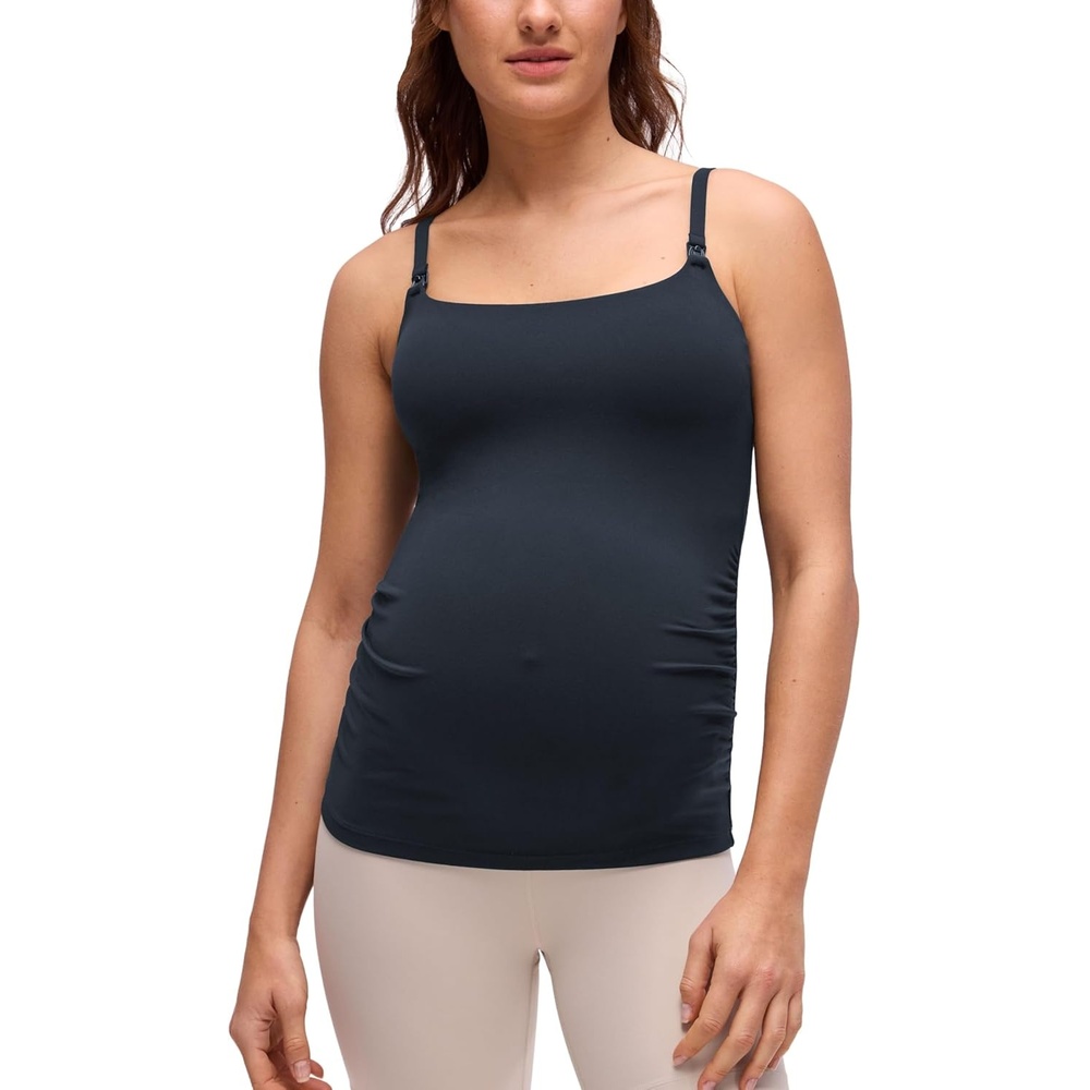 image:imageCRZ YOGA Butterluxe Maternity Clip Down Nursing Tank Tops Adjustable Straps Womens Pregnancy Casual Cami Shirt Built in BraTrue Navy