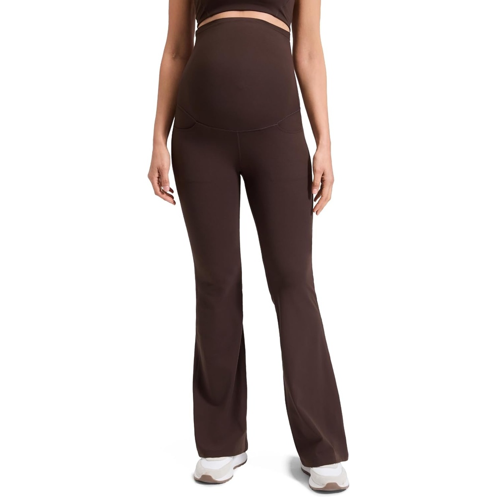 image:imageCRZ YOGA Butterluxe Maternity Flare Leggings Pockets 29 Workout Yoga Bootcut Pregnancy Womens Pants Over The BellyHot Fudge Brown
