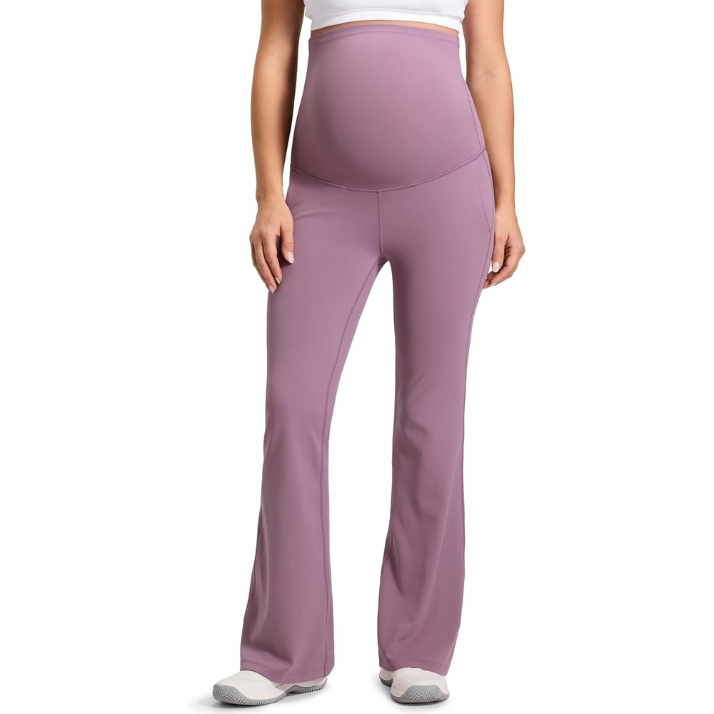 image:imageCRZ YOGA Butterluxe Maternity Flare Leggings Pockets 31 Workout Yoga Bootcut Pregnancy Womens Pants Over The BellyLight Lavender