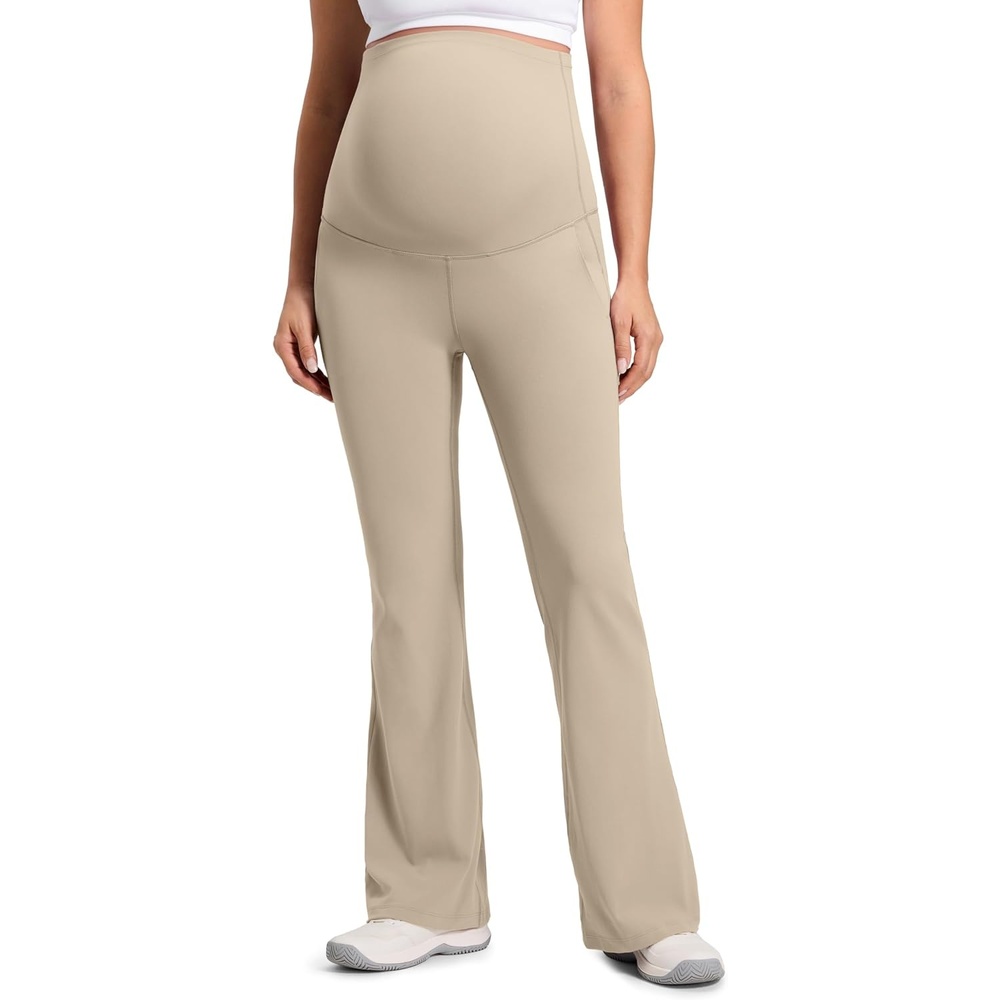 image:imageCRZ YOGA Butterluxe Maternity Flare Leggings Pockets 31 Workout Yoga Bootcut Pregnancy Womens Pants Over The BellyOak