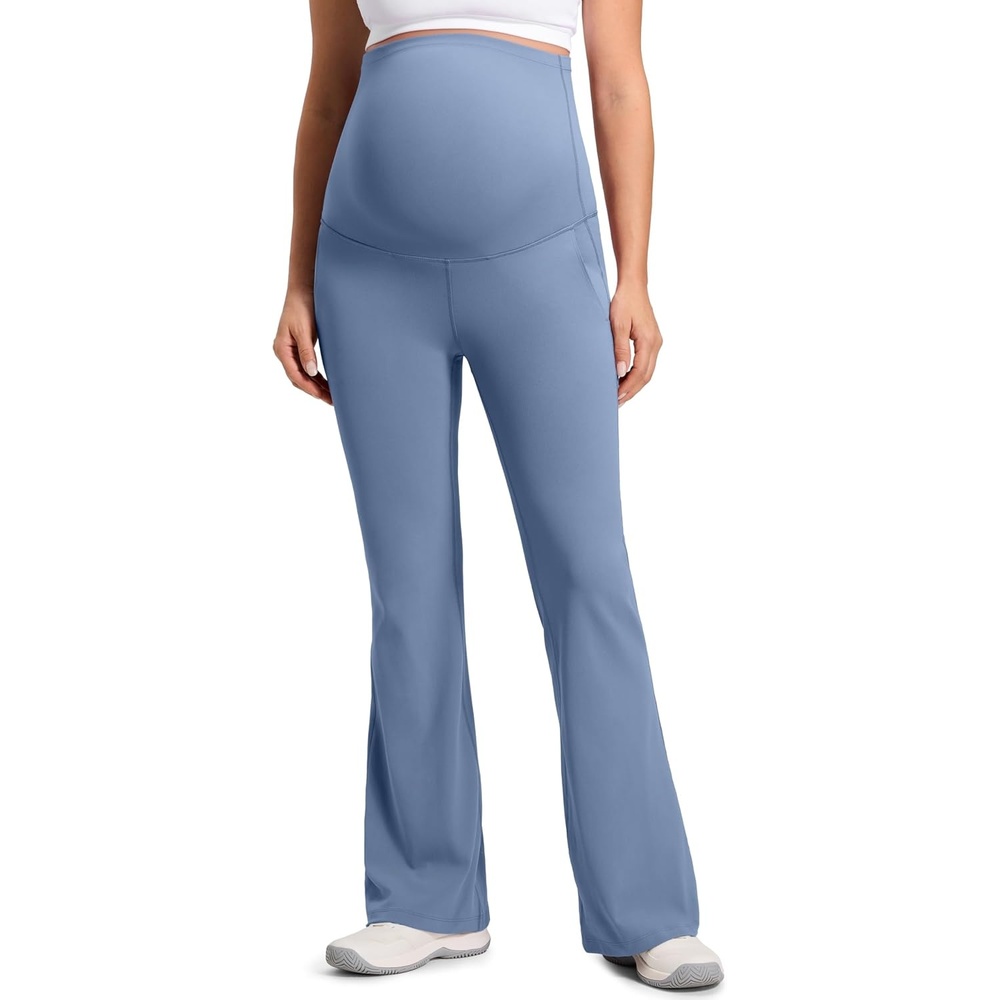 image:imageCRZ YOGA Butterluxe Maternity Flare Leggings Pockets 31 Workout Yoga Bootcut Pregnancy Womens Pants Over The BellyWashed Denim