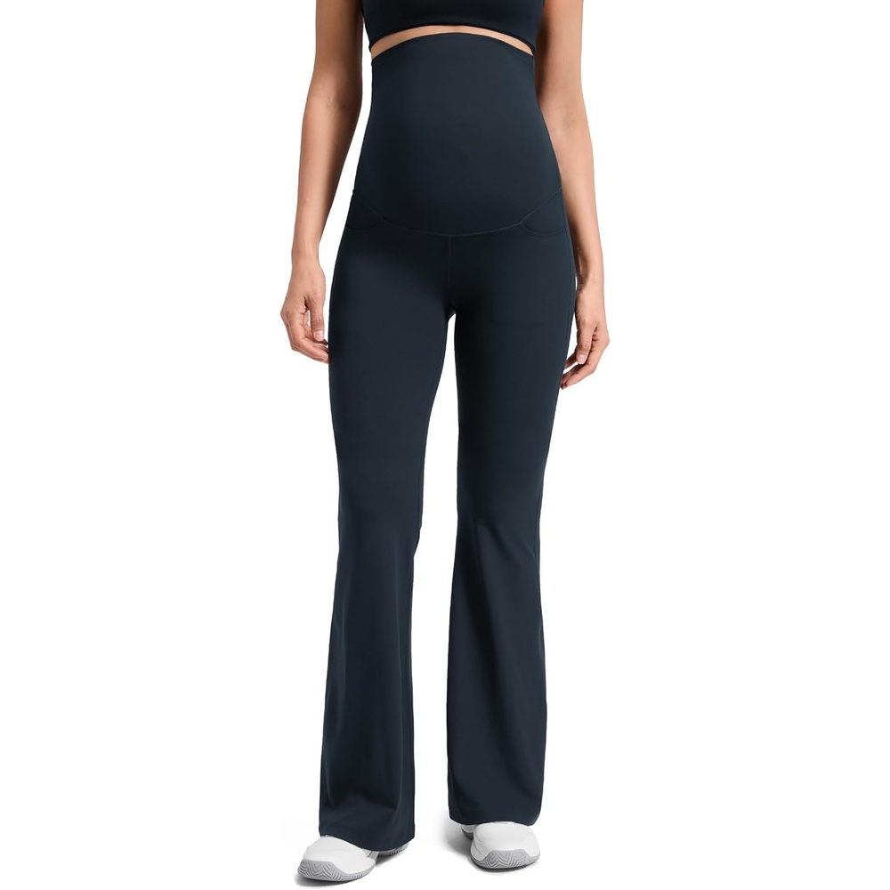image:imageCRZ YOGA Butterluxe Maternity Flare Leggings Pockets 33 Workout Yoga Bootcut Pregnancy Womens Pants Over The BellyTrue Navy