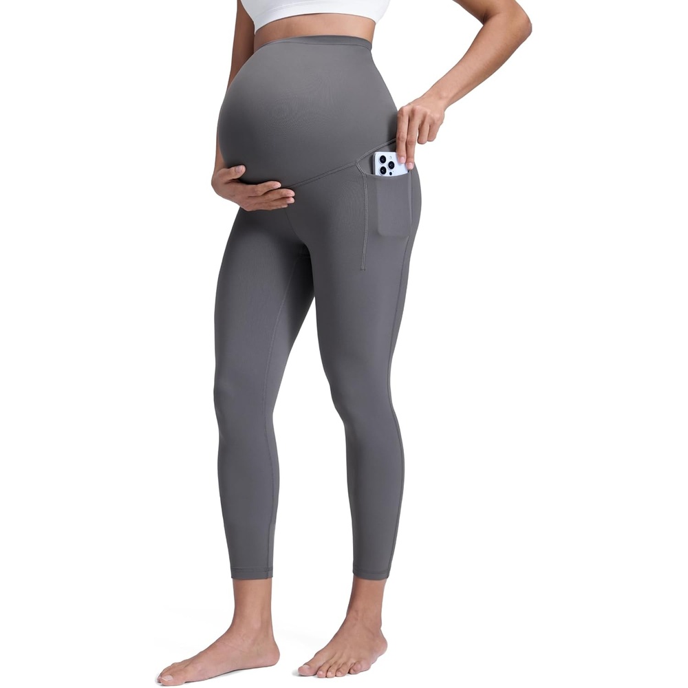 image:imageCRZ YOGA Butterluxe Maternity Leggings Pockets 25 Soft Workout Active Yoga Pregnancy Womens Pants Over The BellyDark Carbon
