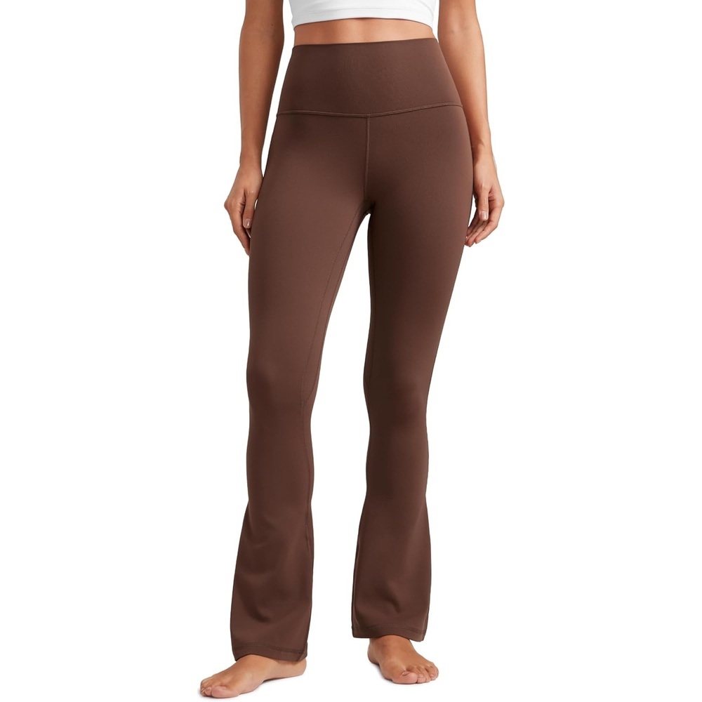 image:imageCRZ YOGA Butterluxe Mini Flared Leggings 3031533 High Waist Bootcut Casual Lounge Women Yoga Pants with PocketCoffee Brown