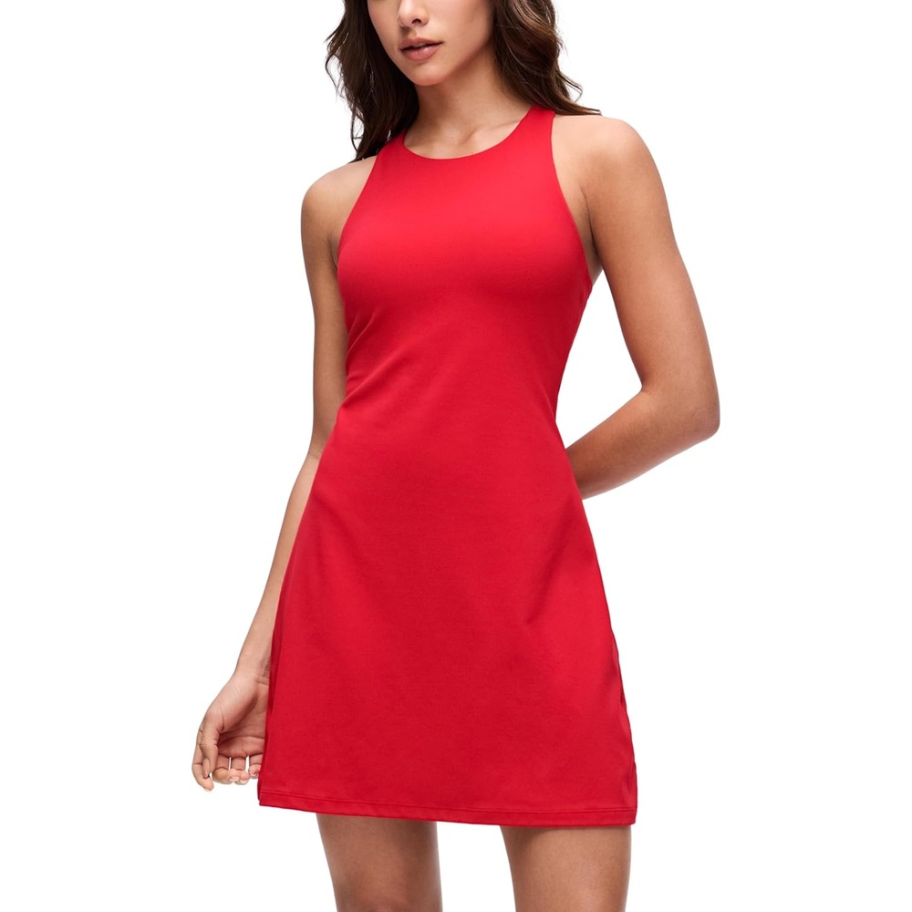 image:imageCRZ YOGA Butterluxe Racerback Mini Dress for Women A Line Crewneck Casual Travel Outfits with Bras No Builtin ShortsAurora Red