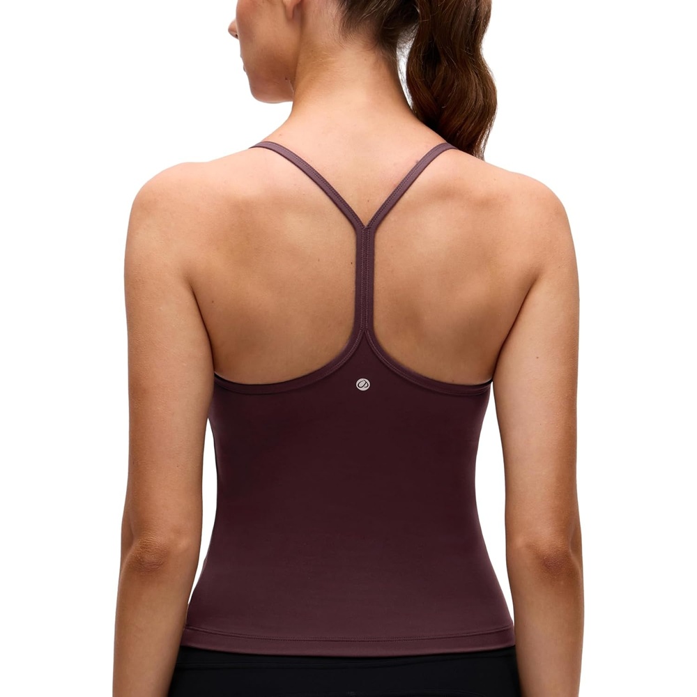 image:imageCRZ YOGA Butterluxe Racerback Tank Tops for Women Scoop Neck Spaghetti Strap Padded Workout Camisole with Built in BraRipe Plum