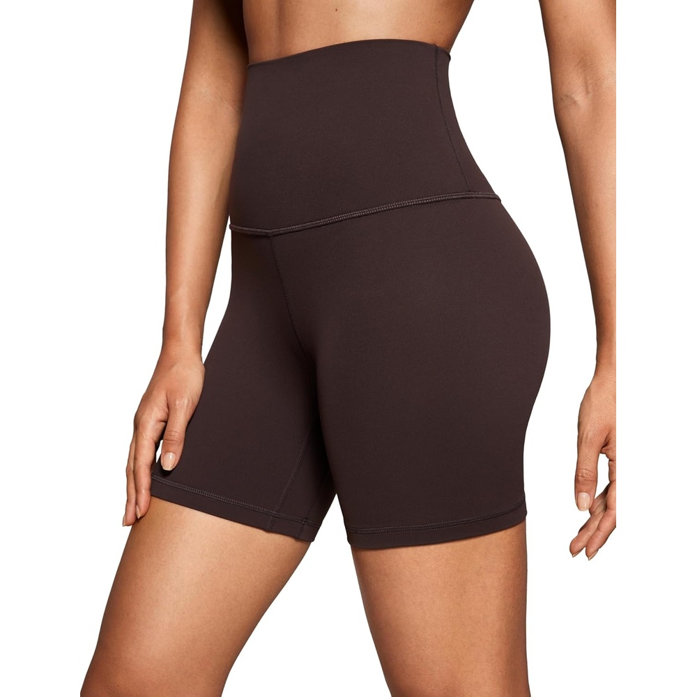 image:imageCRZ YOGA Butterluxe Super High Waist Biker Shorts 6 Yoga Workout Womens Buttery Soft Over BellyHot Fudge Brown