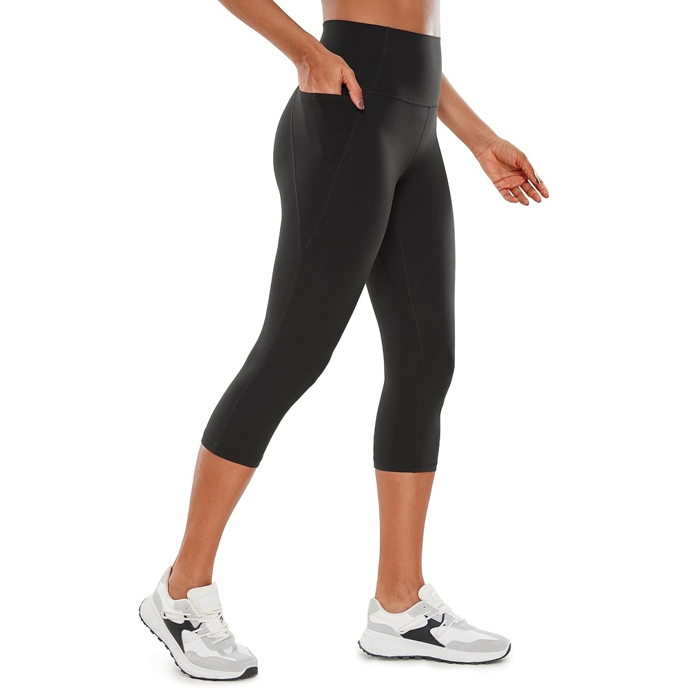 image:imageCRZ YOGA Butterluxe Workout Capri Leggings Pockets 19 High Waisted Gym Womens Yoga Crop Pants Buttery SoftBlack