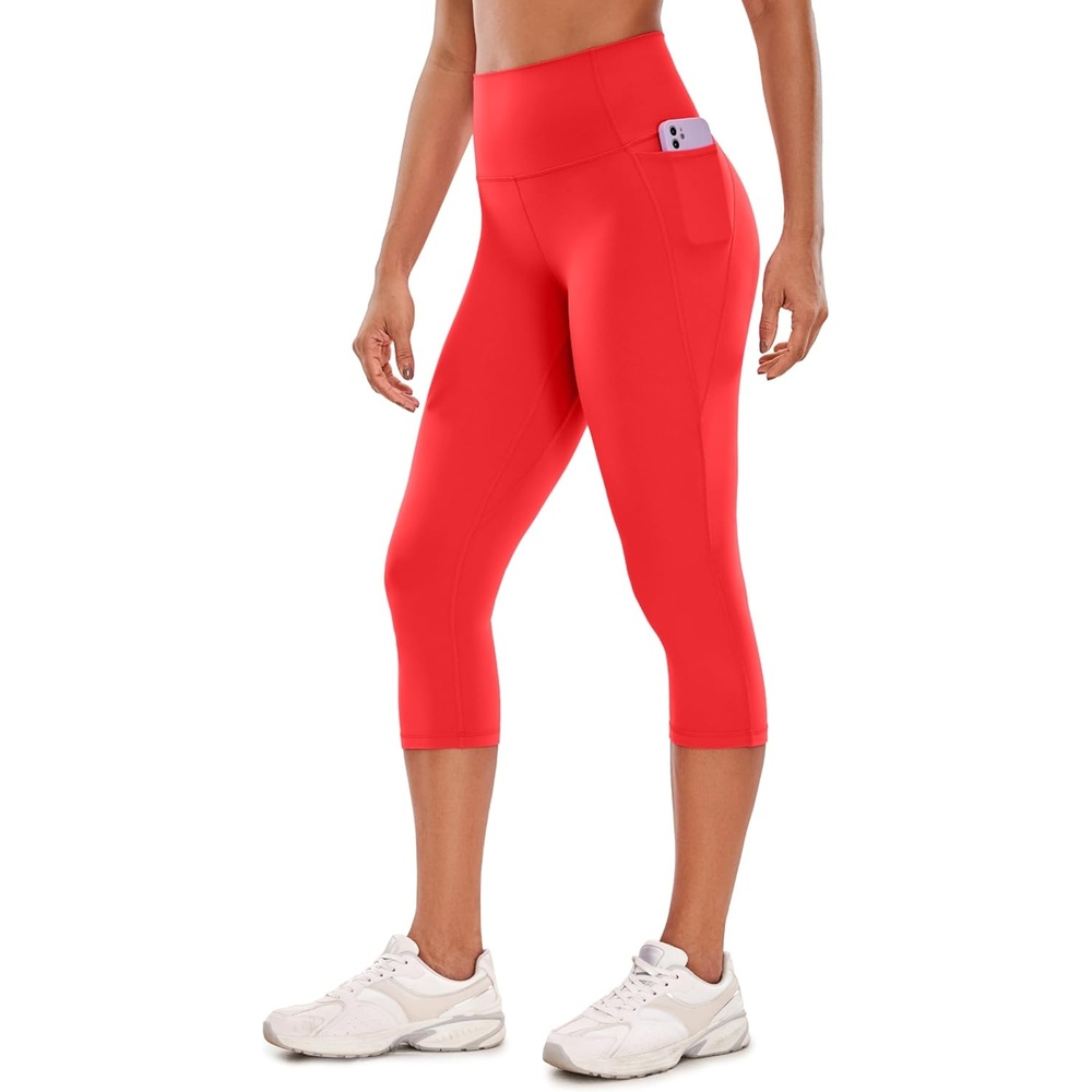 image:imageCRZ YOGA Butterluxe Workout Capri Leggings Pockets 19 High Waisted Gym Womens Yoga Crop Pants Buttery SoftDeep Red