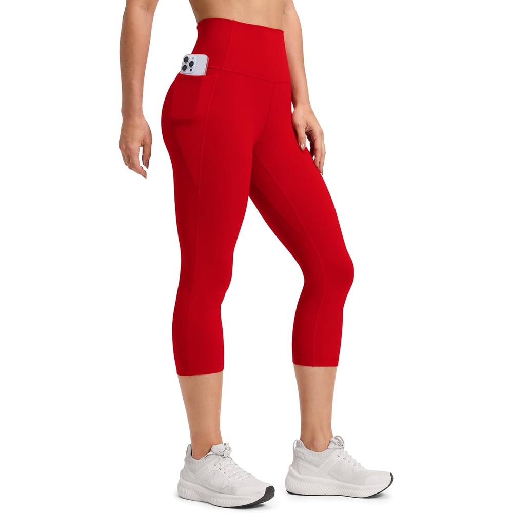 image:imageCRZ YOGA Butterluxe Workout Capri Leggings Pockets 21 High Waisted Gym Athletic Womens Crop YogaRed Chili