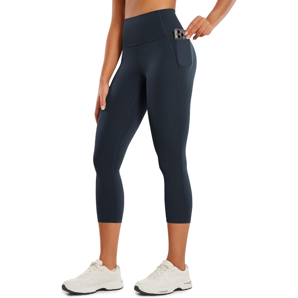 image:imageCRZ YOGA Butterluxe Workout Capri Leggings Pockets 21 High Waisted Gym Athletic Womens Crop YogaTrue Navy