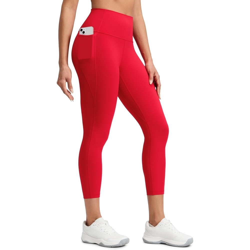image:imageCRZ YOGA Butterluxe Workout Capri Leggings Pockets 23 High Waist Gym Womens Crop Pants Yoga Buttery SoftAurora Red