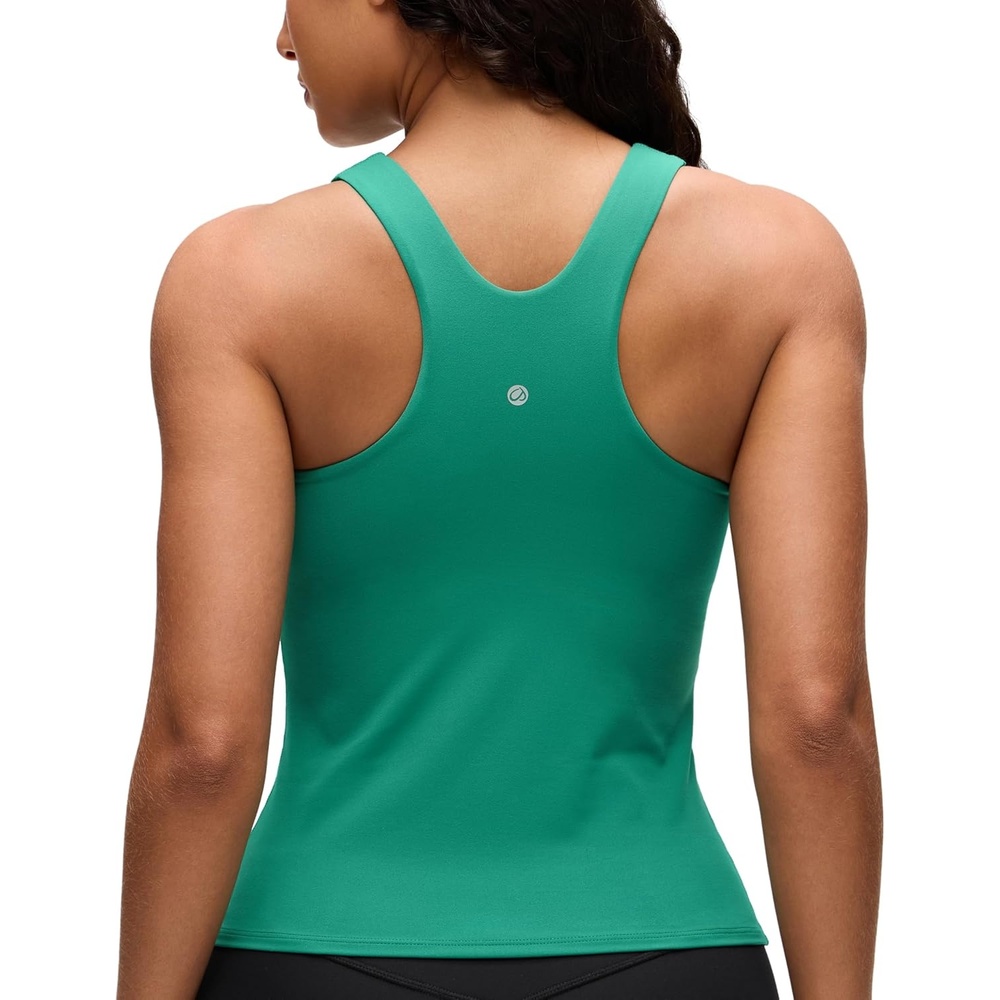 image:imageCRZ YOGA Butterluxe Workout Tank Tops for Women Racerback Padded High Neck Yoga Athletic Shirt with Built in BraCascadia Green