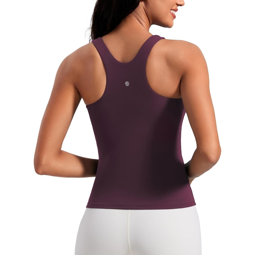 image:imageCRZ YOGA Butterluxe Workout Tank Tops for Women Racerback Padded High Neck Yoga Athletic Shirt with Built in BraDeep Purple