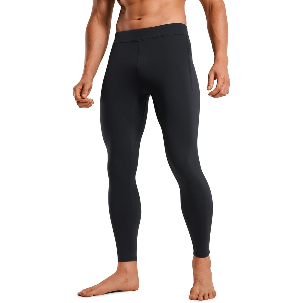 image:imageCRZ YOGA Butterluxe Yoga Leggings for Men 27 Buttery Soft Yoga Workout Running Tights Pants with PocketsBlack