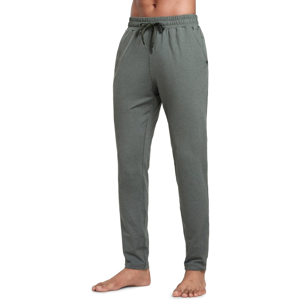 image:imageCRZ YOGA Cloud Jersey Lightweight Sweatpants for Men 30 Workout Casual Yoga Lounge Open Bottom Pants with Zipper PocketsGrey Sage