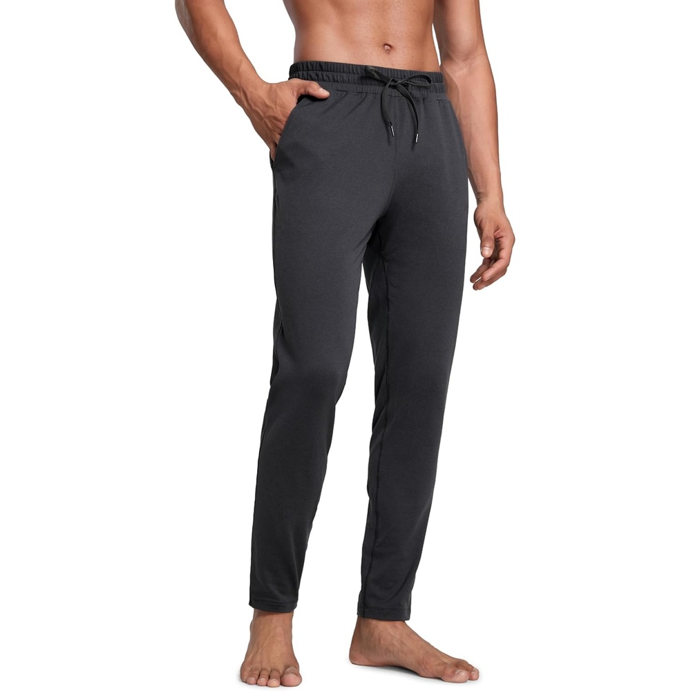 image:imageCRZ YOGA Cloud Jersey Lightweight Sweatpants for Men 30 Workout Casual Yoga Lounge Open Bottom Pants with Zipper PocketsInk Gray