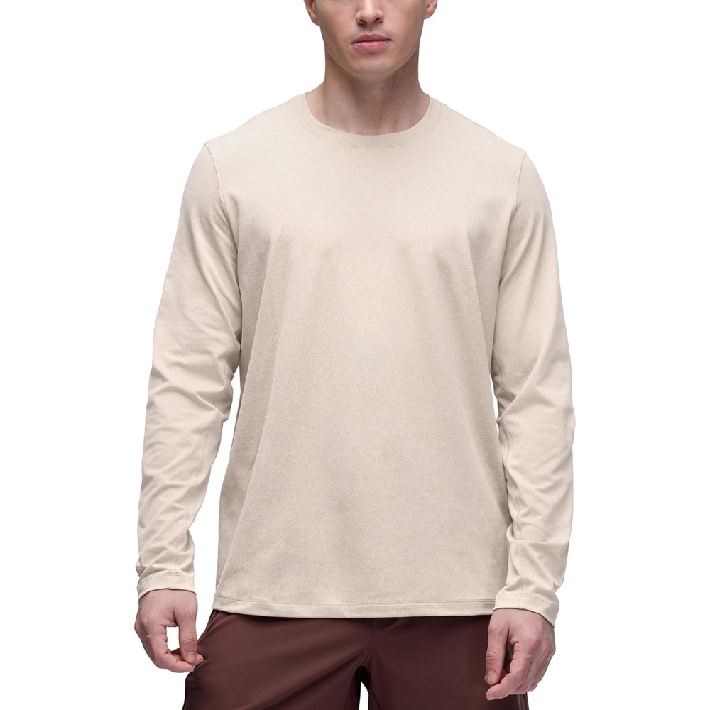 image:imageCRZ YOGA Cloud Jersey Long Sleeve Shirts for Men  Crewneck Breathable Casual Workout TShirts Soft Basic TopsMojave Tan