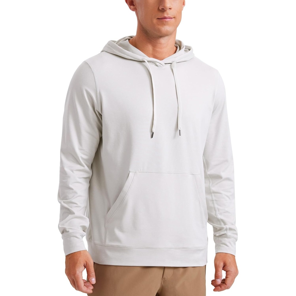image:imageCRZ YOGA Cloud Jersey Pullover Hoodies for Men  Casual Workout Long Sleeve Basic Hooded Sweatshirts with PocketMilky White Bone