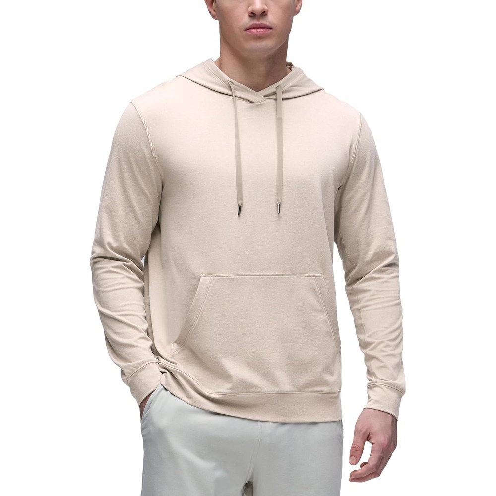 image:imageCRZ YOGA Cloud Jersey Pullover Hoodies for Men Casual Workout Long Sleeve Basic Hooded Sweatshirts with PocketMojave Tan
