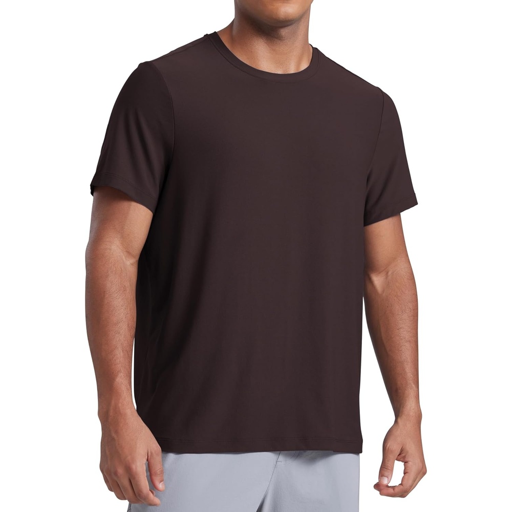 image:imageCRZ YOGA Cloudweight Crewneck Shirts for Men Comfy Lightweight Workout Casual Athletic Short Sleeve TShirtsHot Fudge Brown