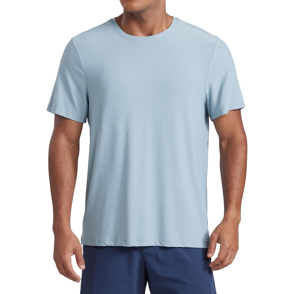 image:imageCRZ YOGA Cloudweight Crewneck Shirts for Men Comfy Lightweight Workout Casual Athletic Short Sleeve TShirtsLight Grayish Blue