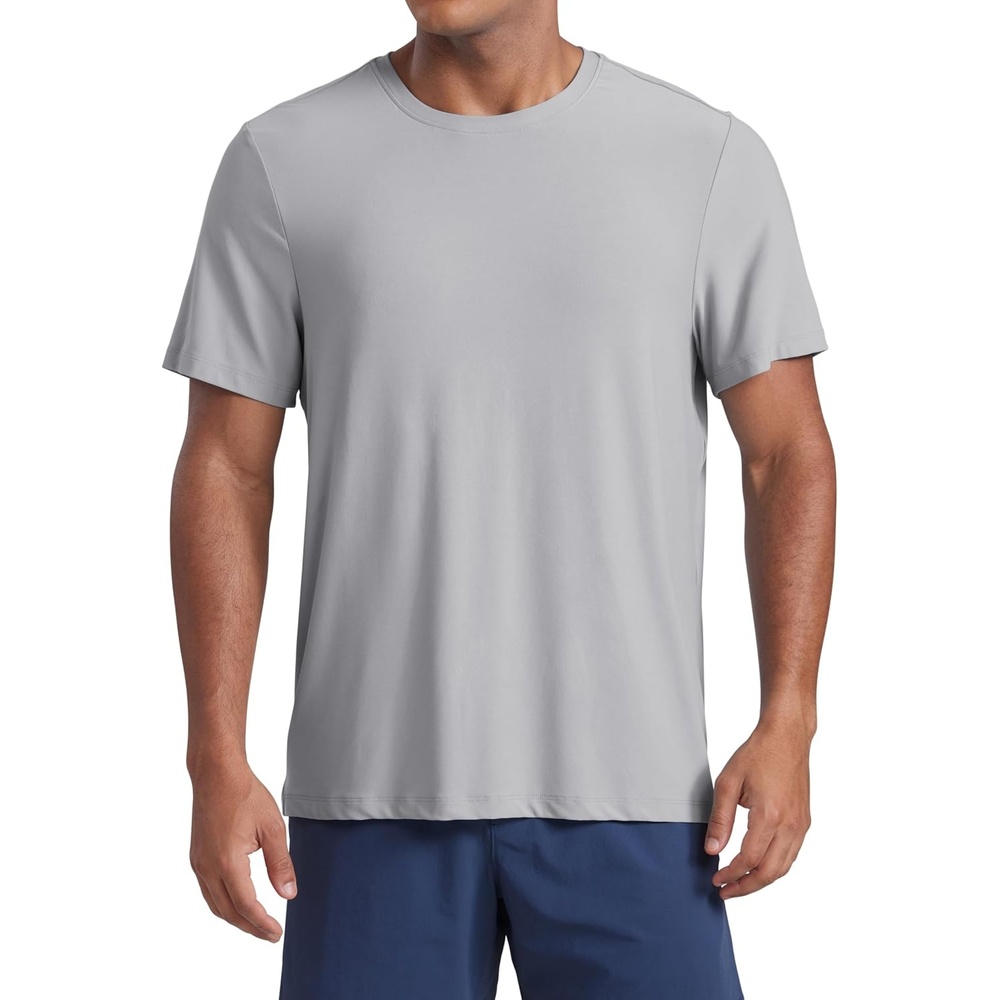 image:imageCRZ YOGA Cloudweight Crewneck Shirts for Men Comfy Lightweight Workout Casual Athletic Short Sleeve TShirtsSilver Gray