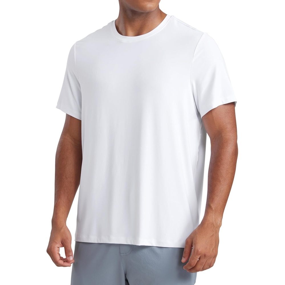 image:imageCRZ YOGA Cloudweight Crewneck Shirts for Men Comfy Lightweight Workout Casual Athletic Short Sleeve TShirtsWhite