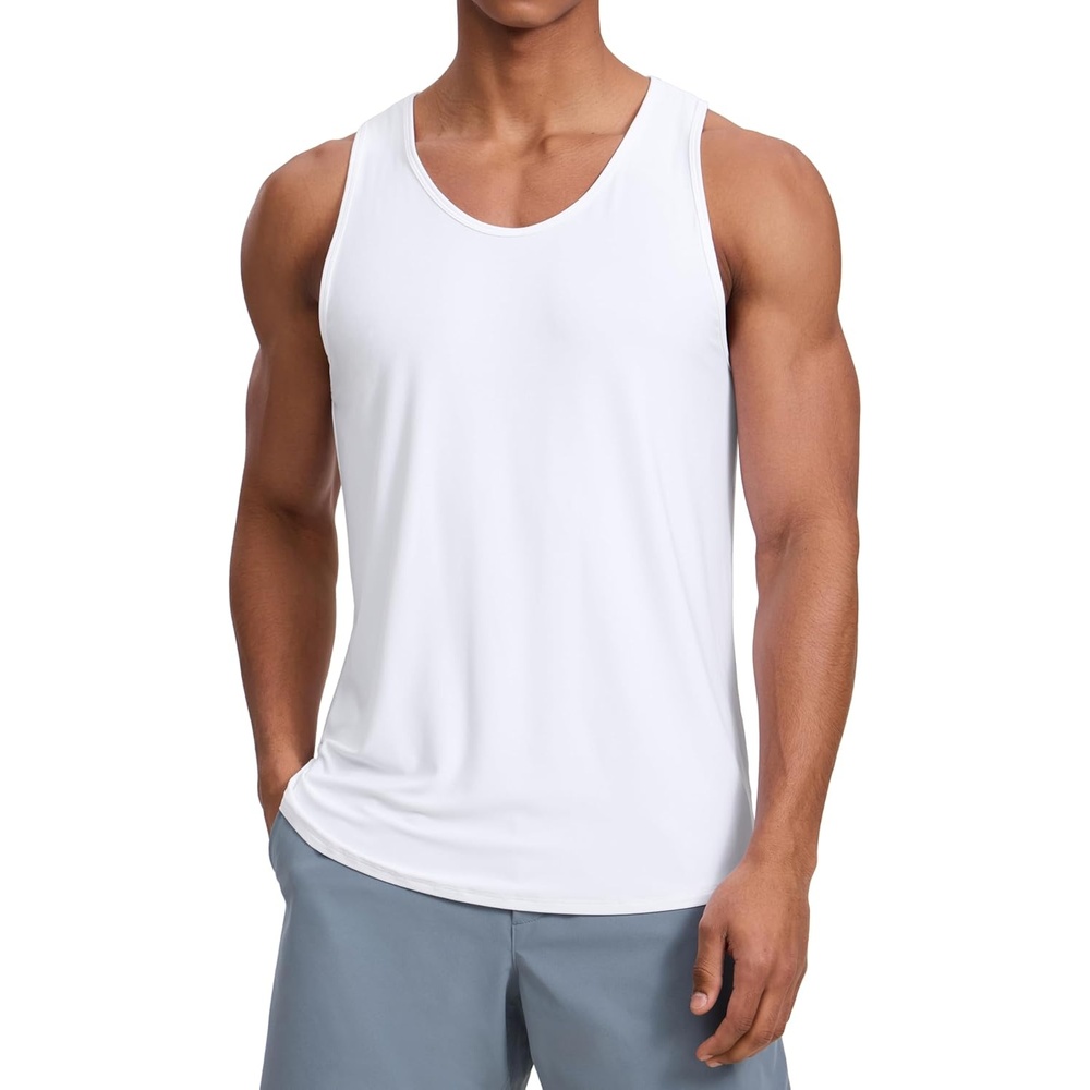 image:imageCRZ YOGA Cloudweight Workout Tank Tops for Men Comfy Lightweight Quick Dry Sleeveless Muscle Athletic ShirtsWhite