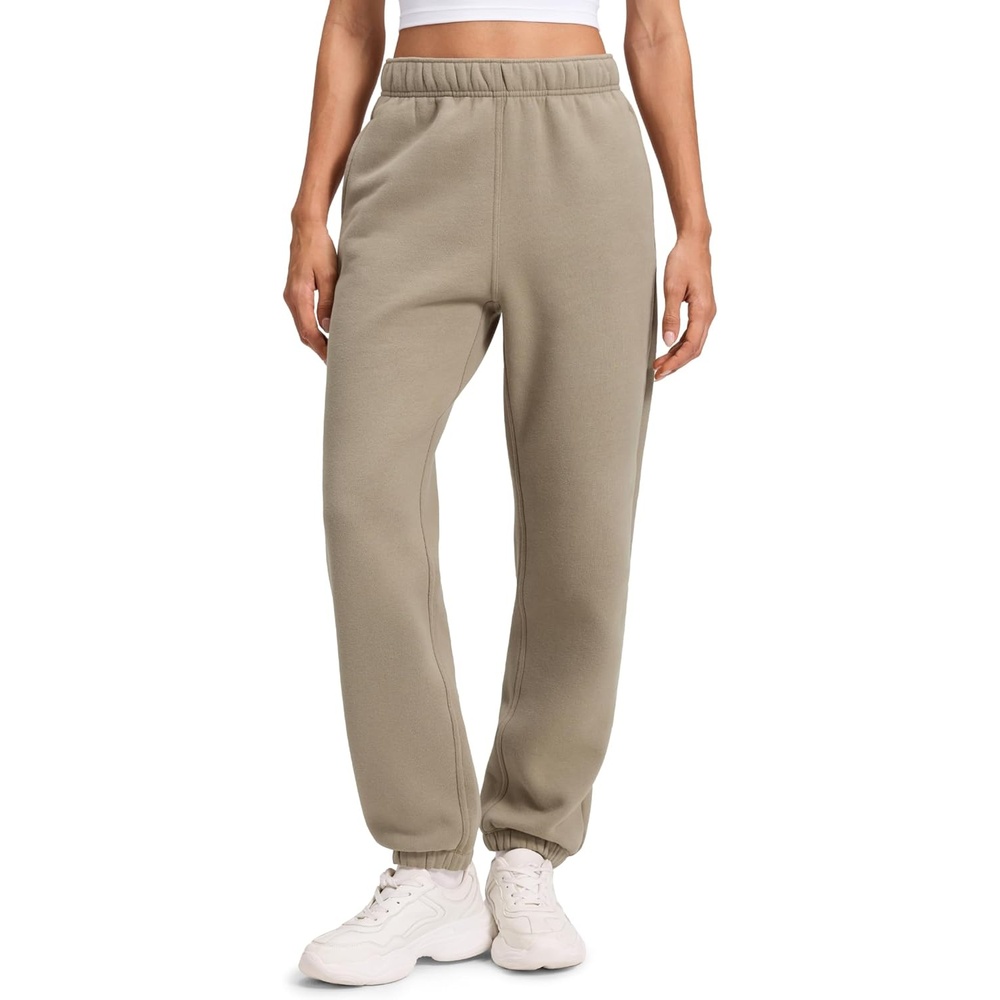 image:imageCRZ YOGA Cotton Fleece Lined Jogger Sweatpants Women 28 Casual Lounge Travel Pants with Pockets Winter WarmOak
