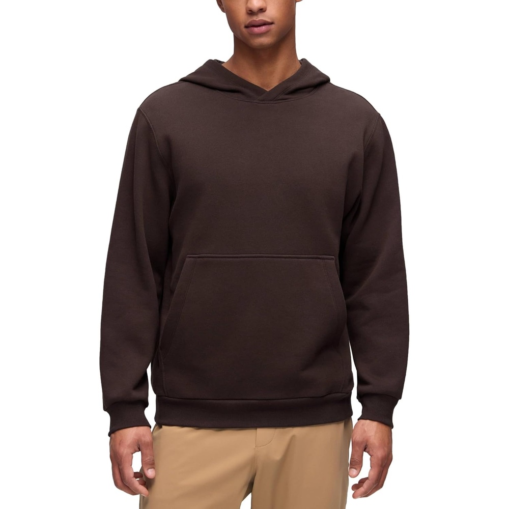 image:imageCRZ YOGA Cotton Fleece Lined Pullover Hoodies for Men Cozy Casual Workout Essential Sweatshirts With Kangaroo PocketHot Fudge Brown