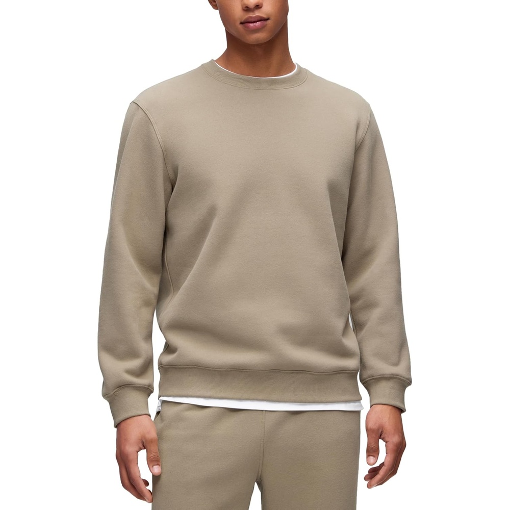 image:imageCRZ YOGA Cotton Fleece Lined Pullover Sweatshirts for Men Crewneck Cozy Casual Athletic Daily Workout Sweat Shirt TopsOak