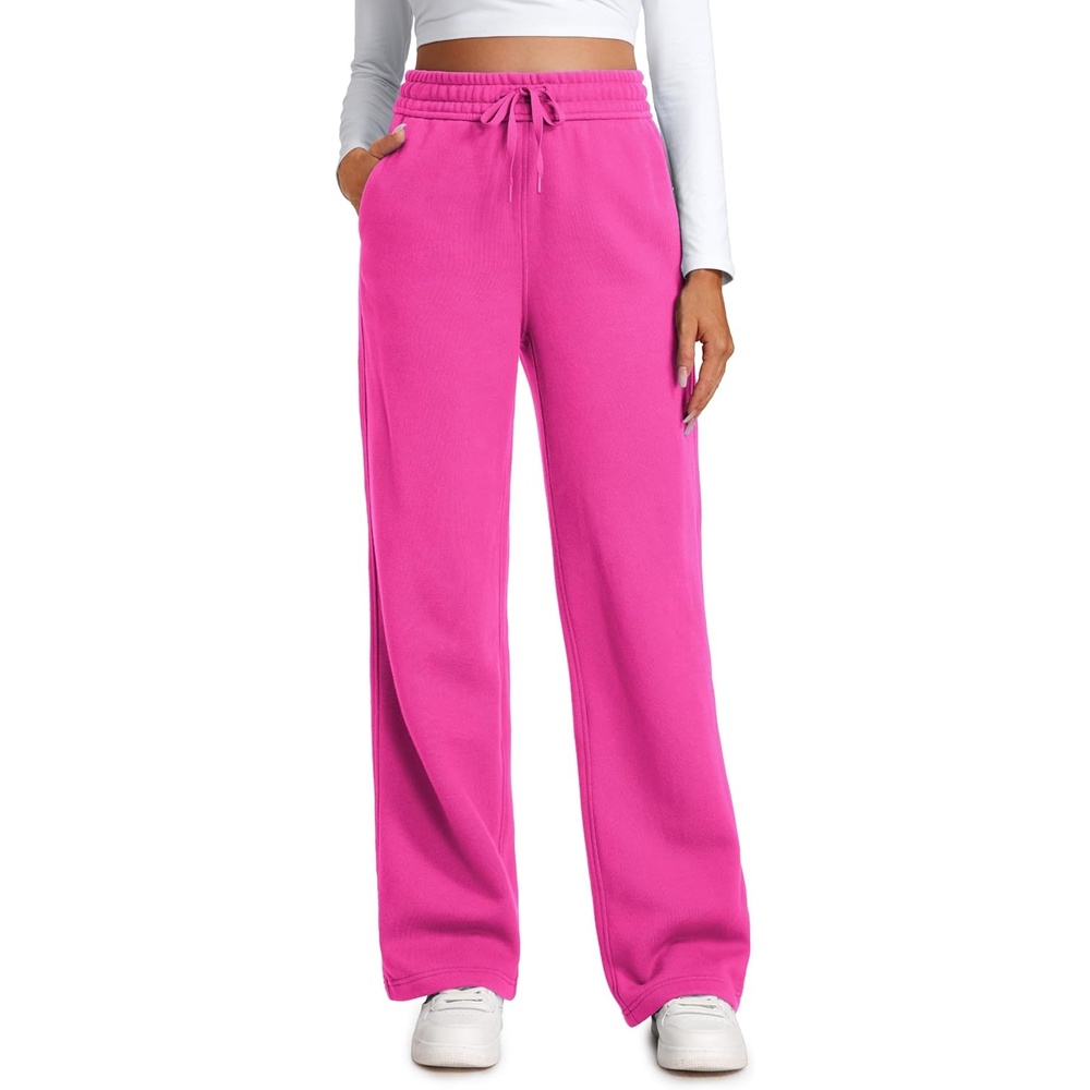 image:imageCRZ YOGA Cotton Fleece Lined Sweatpants Women 283032 Straight Leg Casual Lounge Pants with Pockets Winter WarmHibiscus Purple